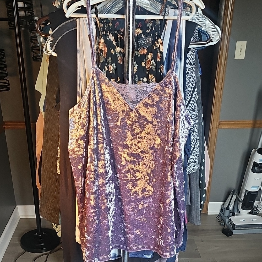 Crushed Velvet Purple Cami Top